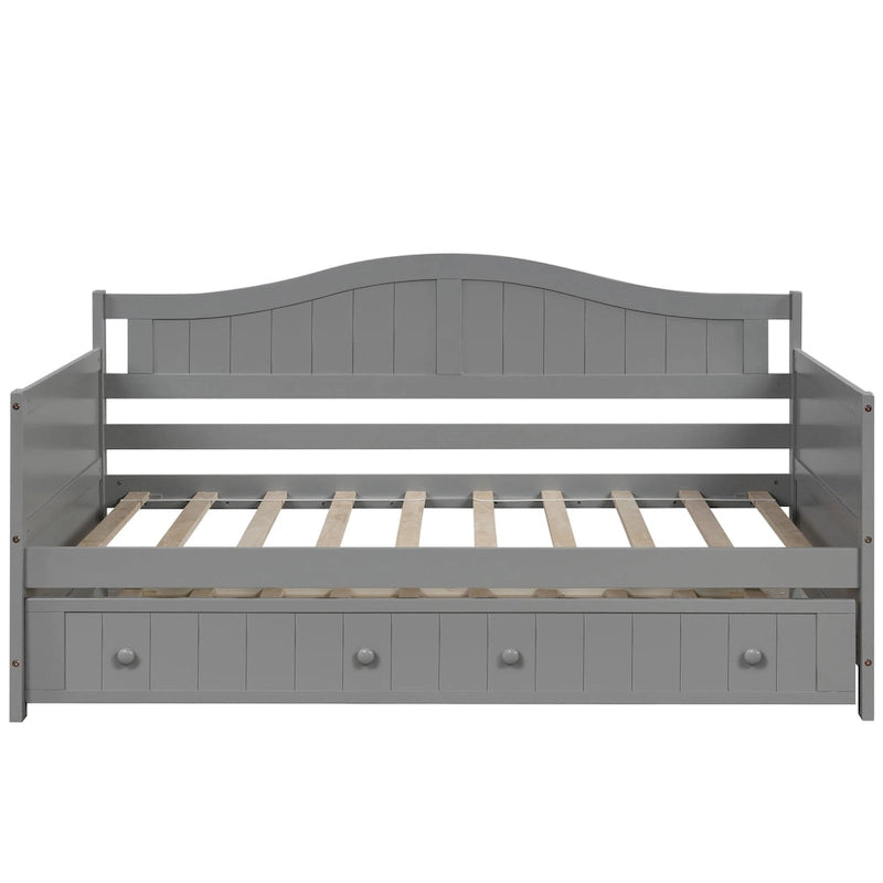Sofá cama individual de madera con cama nido