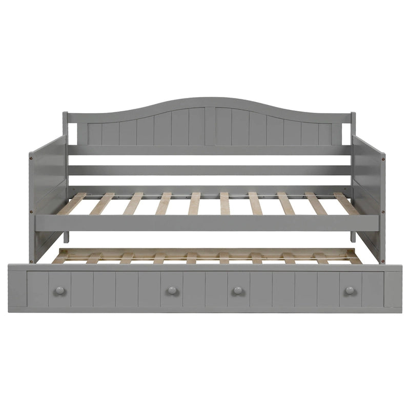 Sofá cama individual de madera con cama nido