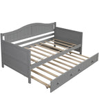 Sofá cama individual de madera con cama nido