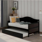 Sofá cama individual de madera con cama nido