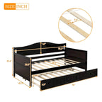 Sofá cama individual de madera con cama nido