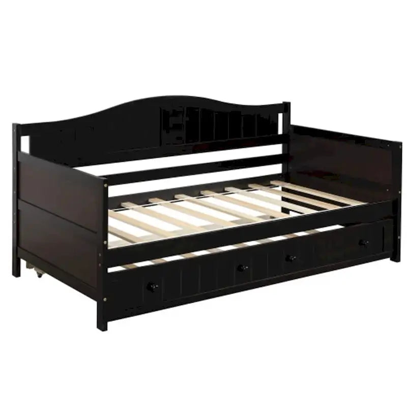 Sofá cama individual de madera con cama nido