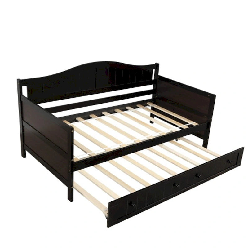 Sofá cama individual de madera con cama nido