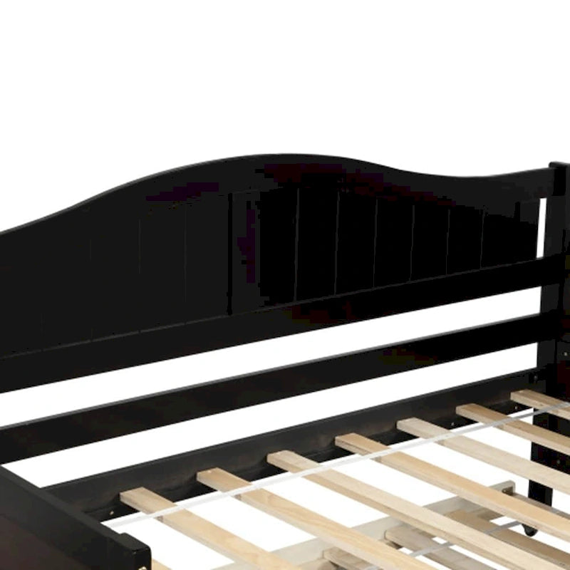Sofá cama individual de madera con cama nido