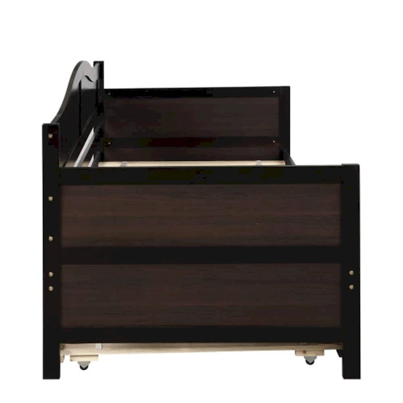Sofá cama individual de madera con cama nido