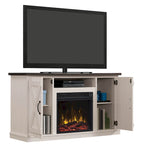 Mueble de TV estilo granja moderno para televisores de hasta 55 pulgadas con chimenea eléctrica