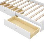 Cama de plataforma de madera doble con cabecero de almacenamiento, estantes y 2 cajones, gris