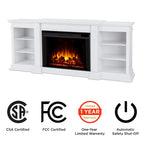 Mueble de TV grande de 81" con chimenea eléctrica en blanco