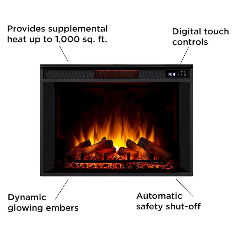 Mueble de TV grande de 81" con chimenea eléctrica en blanco