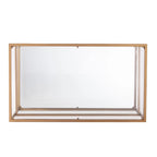 Mesa de centro Glam dorada con tapa de cristal y estante de espejo