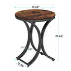 Mesa auxiliar redonda pequeña moderna con estructura de metal dorado y chapa de mármol sintético, madera de ingeniería para sala de estar