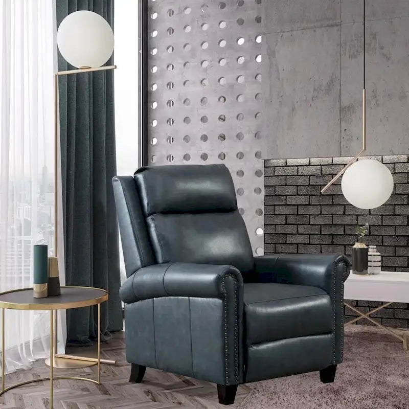 Sillón reclinable de club de cuero auténtico con respaldo abatible