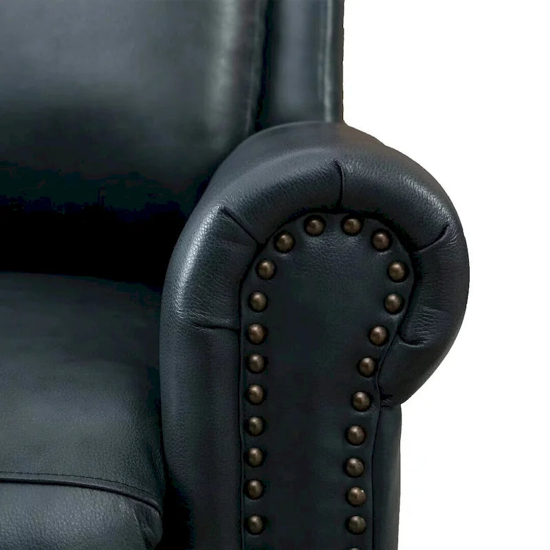 Sillón reclinable de club de cuero auténtico con respaldo abatible