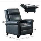 Sillón reclinable de club de cuero auténtico con respaldo abatible