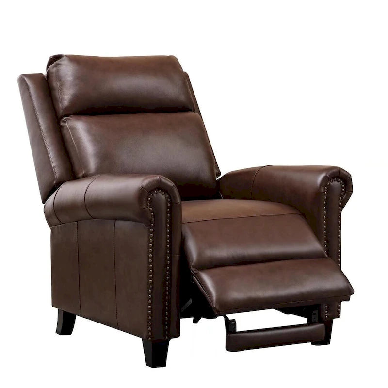 Sillón reclinable de club de cuero auténtico con respaldo abatible