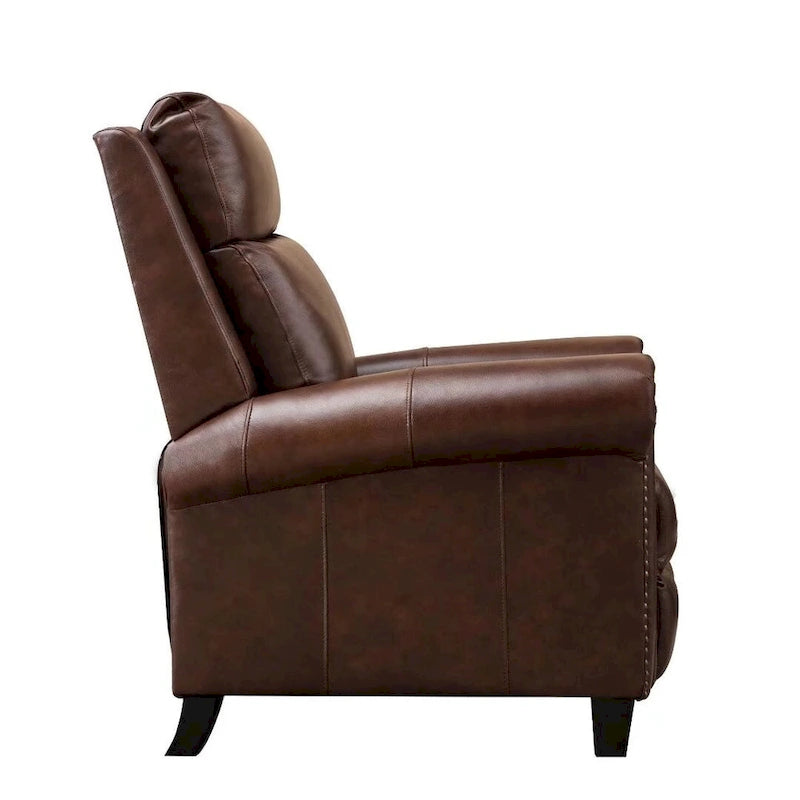 Sillón reclinable de club de cuero auténtico con respaldo abatible