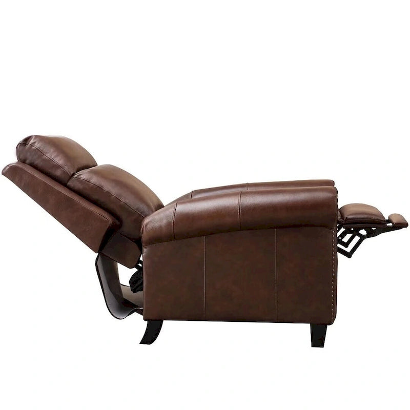Sillón reclinable de club de cuero auténtico con respaldo abatible