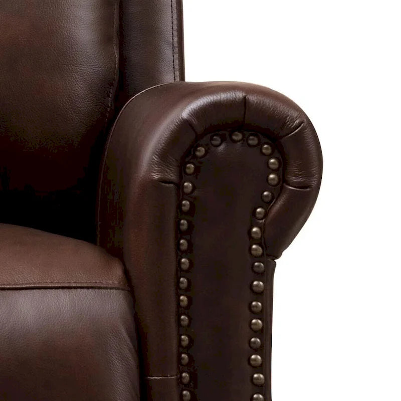 Sillón reclinable de club de cuero auténtico con respaldo abatible