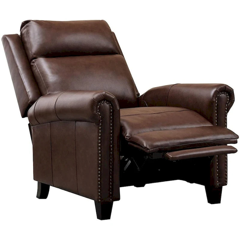 Sillón reclinable de club de cuero auténtico con respaldo abatible
