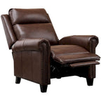 Sillón reclinable de club de cuero auténtico con respaldo abatible