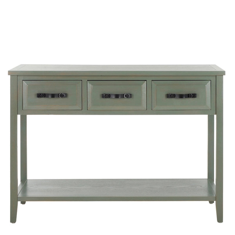 Mesa de consola moderna negra y de nogal – 42" An. x 15" Pr. x 30" Al.