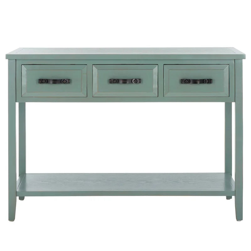 Mesa de consola moderna negra y de nogal – 42" An. x 15" Pr. x 30" Al.