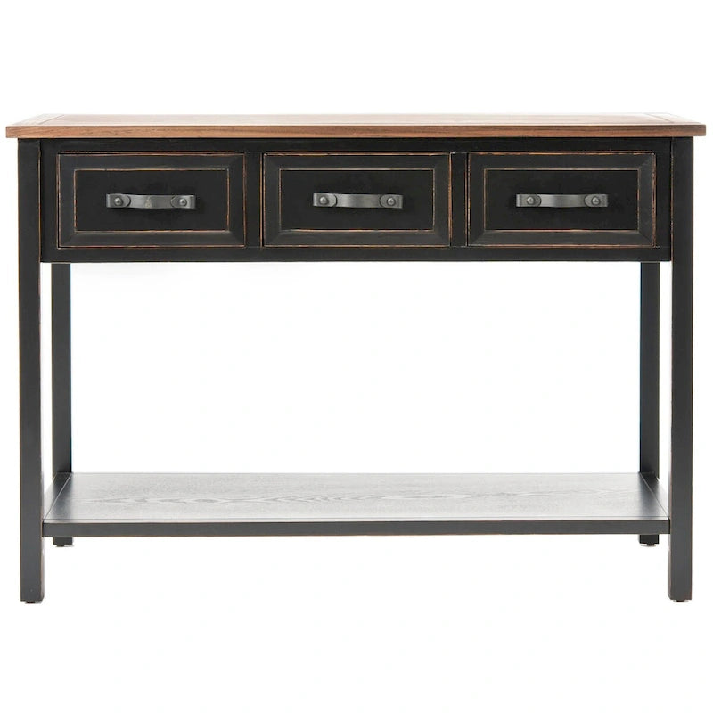 Mesa de consola moderna negra y de nogal – 42" An. x 15" Pr. x 30" Al.