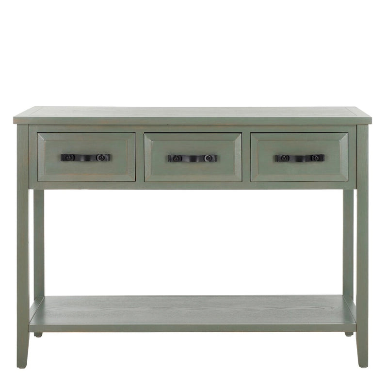 Mesa de consola moderna negra y de nogal – 42" An. x 15" Pr. x 30" Al.