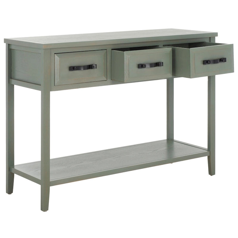 Mesa de consola moderna negra y de nogal – 42" An. x 15" Pr. x 30" Al.