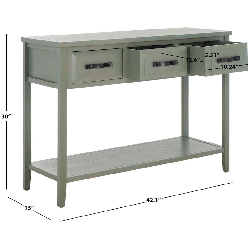 Mesa de consola moderna negra y de nogal – 42" An. x 15" Pr. x 30" Al.