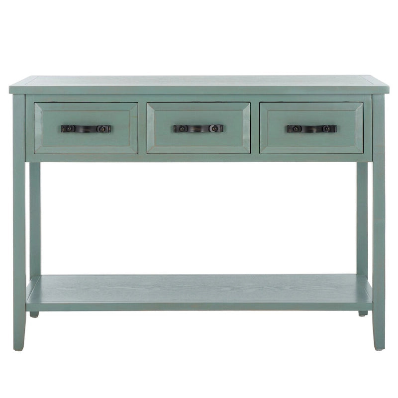 Mesa de consola moderna negra y de nogal – 42" An. x 15" Pr. x 30" Al.