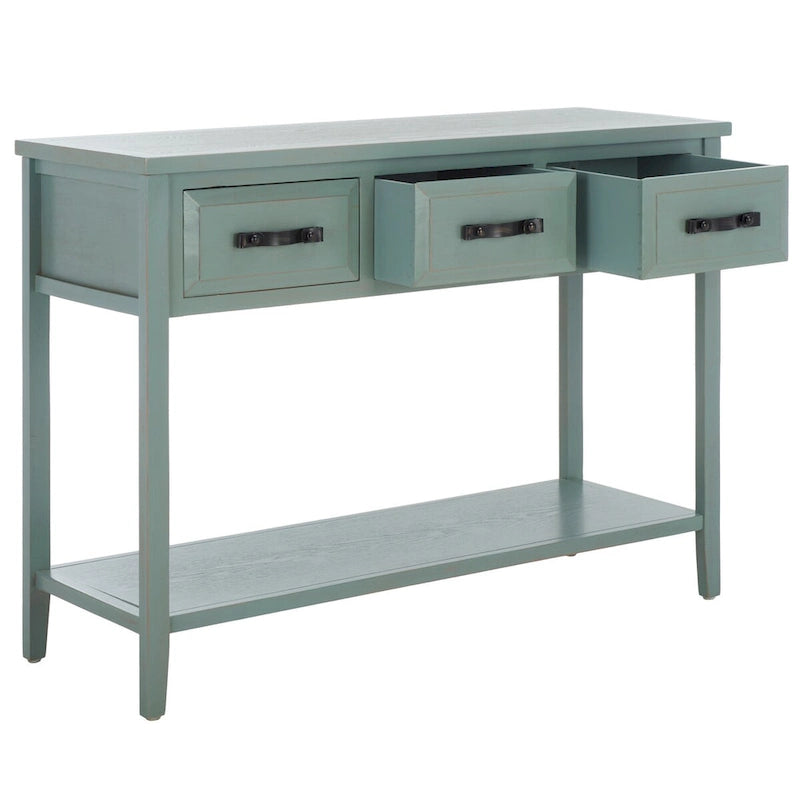 Mesa de consola moderna negra y de nogal – 42" An. x 15" Pr. x 30" Al.