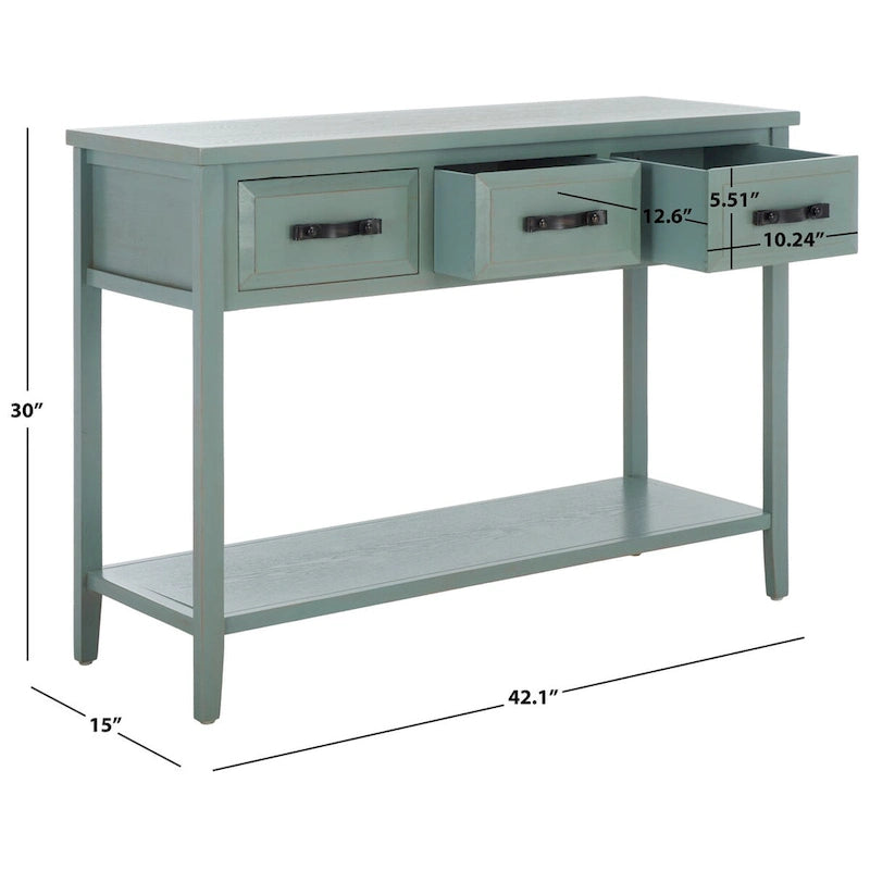 Mesa de consola moderna negra y de nogal – 42" An. x 15" Pr. x 30" Al.
