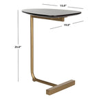 Mesa auxiliar moderna tipo C – Negra y dorada | 19"An x 15"Pr x 25"Al