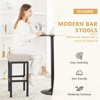 Taburete de bar tapizado sin respaldo tipo silla de montar moderno de 27 pulgadas de altura para mostrador