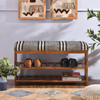 Upholstered 2-Shelf Storage Entryway and Bedroom Bench - 18 H x 34 W x 12 D
