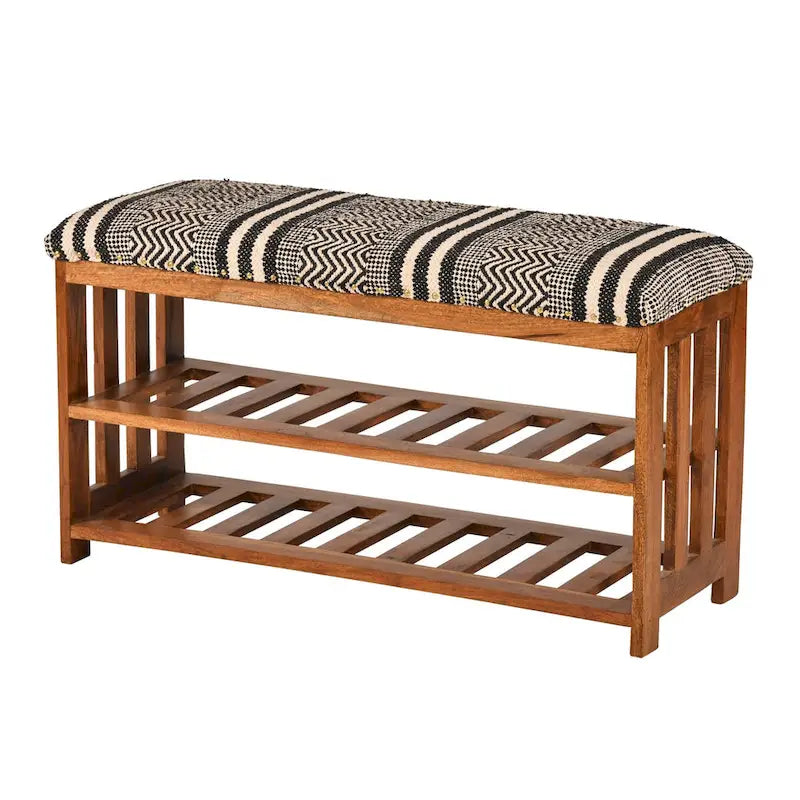 Banco tapizado con 2 estantes para entrada y dormitorio - 18 H x 34 W x 12 D