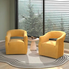Juego de 2 sillones decorativos modernos de terciopelo Glam con respaldo abierto y giro de 360°