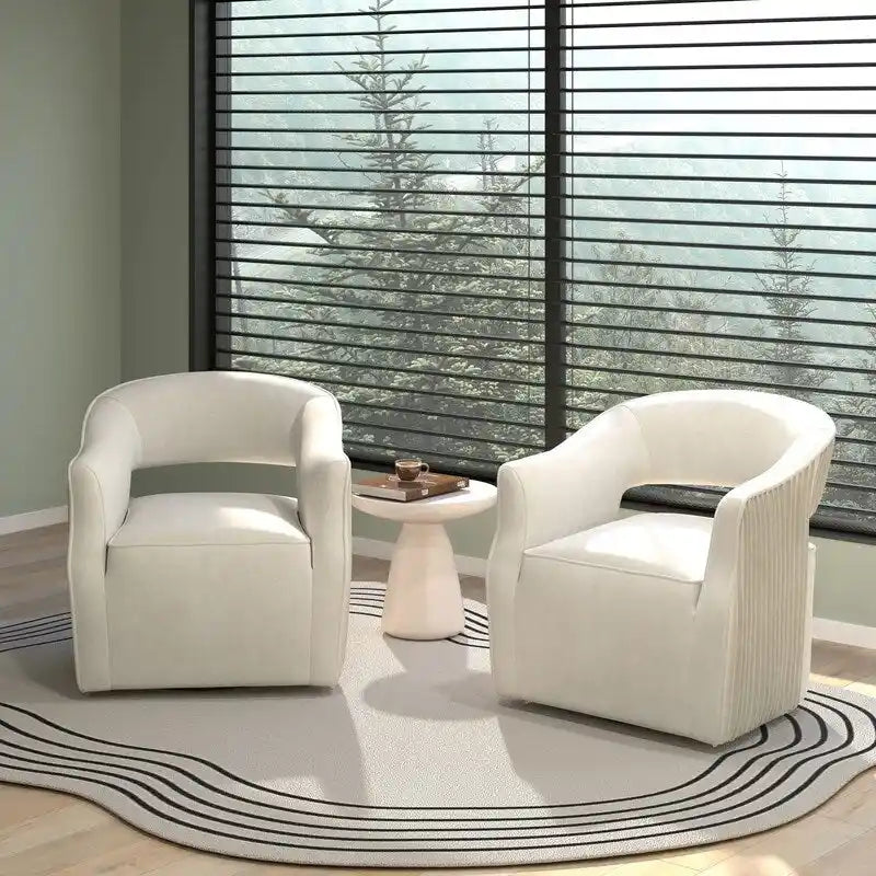Juego de 2 sillones decorativos modernos de terciopelo Glam con respaldo abierto y giro de 360°