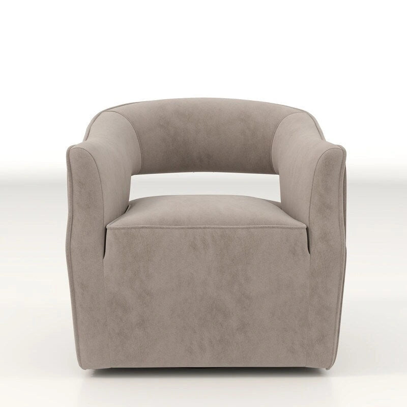 Juego de 2 sillones decorativos modernos de terciopelo Glam con respaldo abierto y giro de 360°