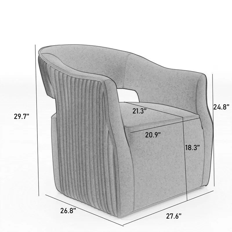 Juego de 2 sillones decorativos modernos de terciopelo Glam con respaldo abierto y giro de 360°