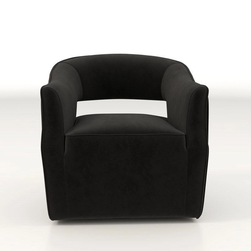 Juego de 2 sillones decorativos modernos de terciopelo Glam con respaldo abierto y giro de 360°