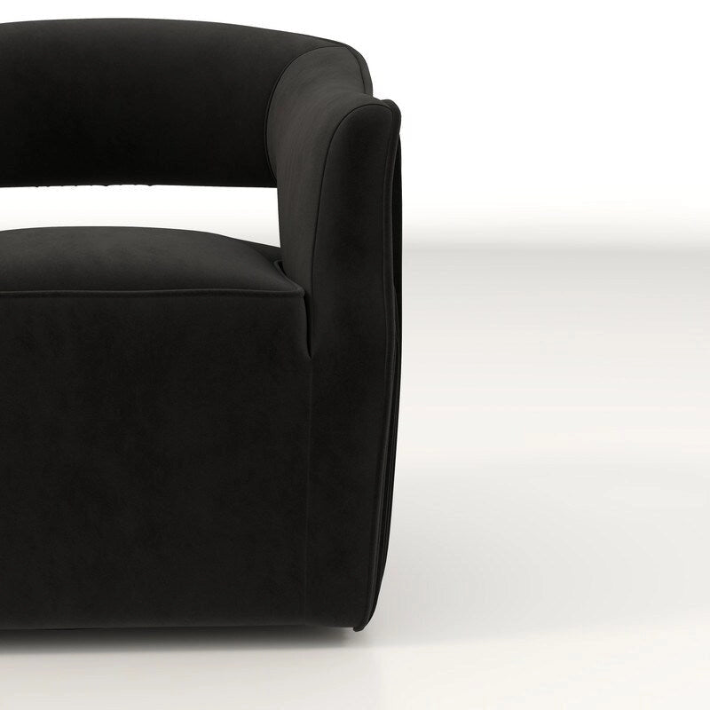 Juego de 2 sillones decorativos modernos de terciopelo Glam con respaldo abierto y giro de 360°