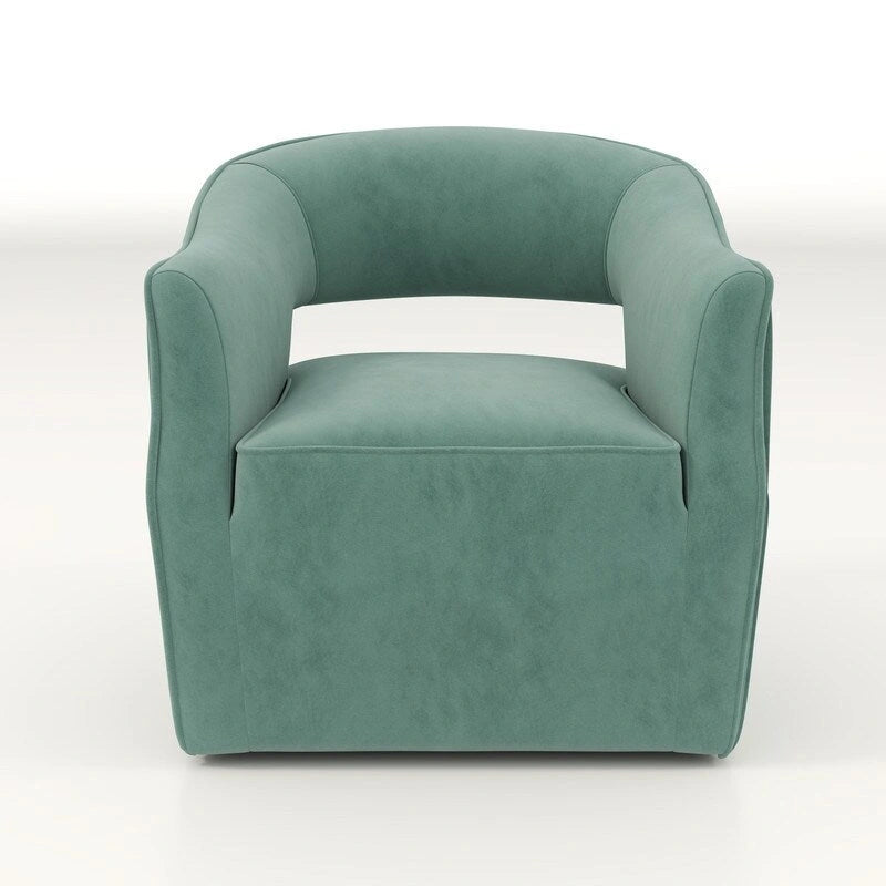 Juego de 2 sillones decorativos modernos de terciopelo Glam con respaldo abierto y giro de 360°