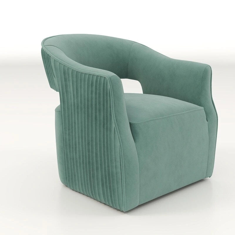 Juego de 2 sillones decorativos modernos de terciopelo Glam con respaldo abierto y giro de 360°