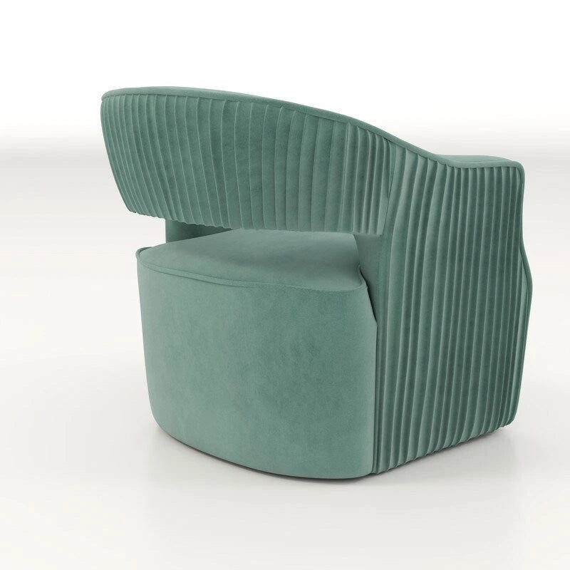 Juego de 2 sillones decorativos modernos de terciopelo Glam con respaldo abierto y giro de 360°
