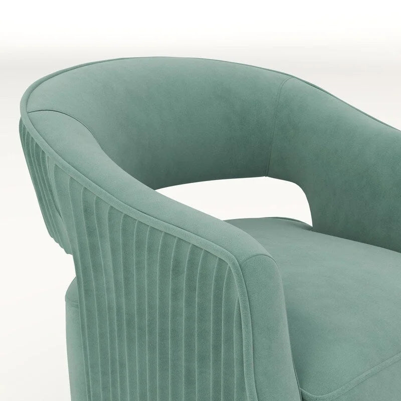 Juego de 2 sillones decorativos modernos de terciopelo Glam con respaldo abierto y giro de 360°