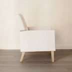 Sillón decorativo moderno de lino con botones y marco de madera maciza