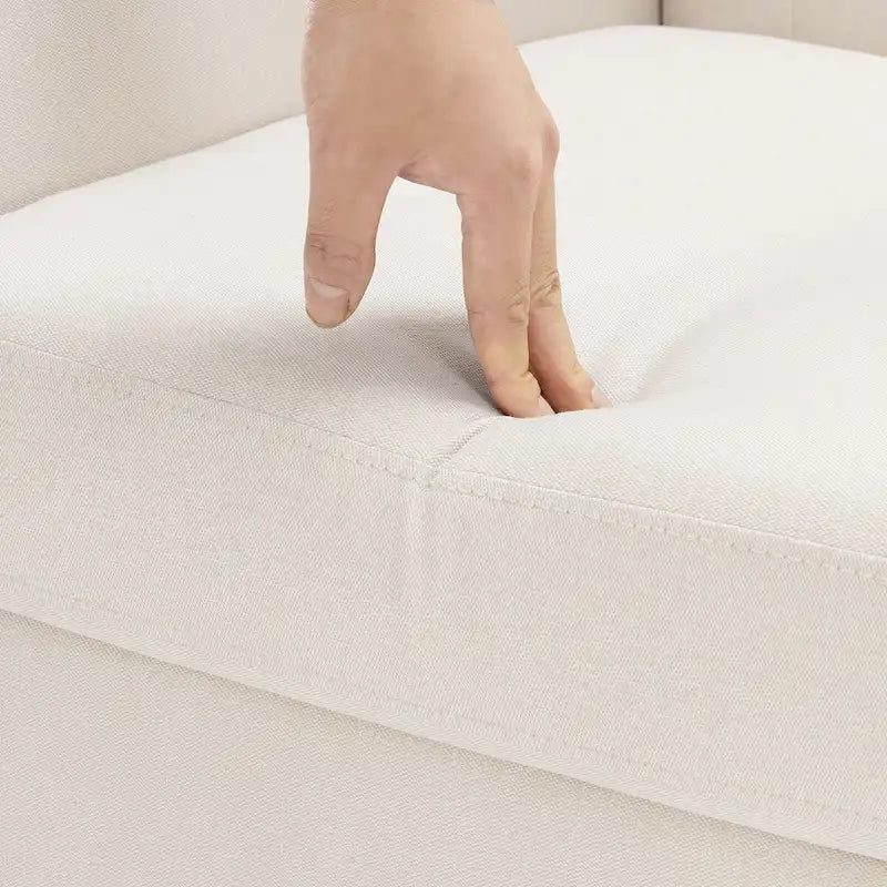 Sillón decorativo moderno de lino con botones y marco de madera maciza