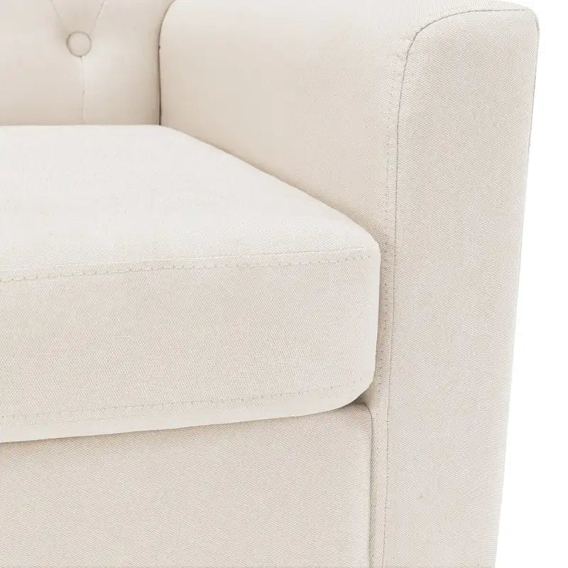 Sillón decorativo moderno de lino con botones y marco de madera maciza